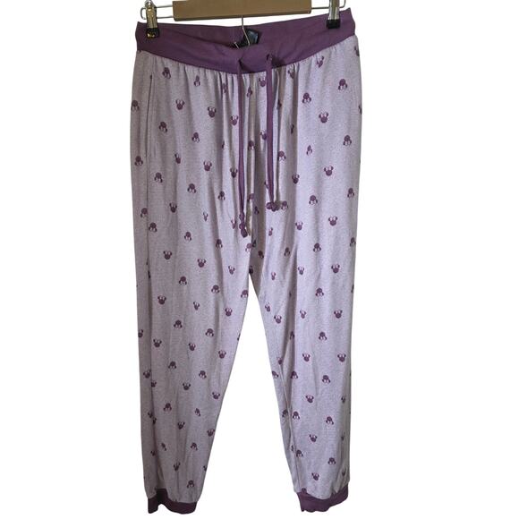 DISNEY Purple Heart Shape Full Length Warm Cozy Pajama Pants SZ M - Picture 1 of 8